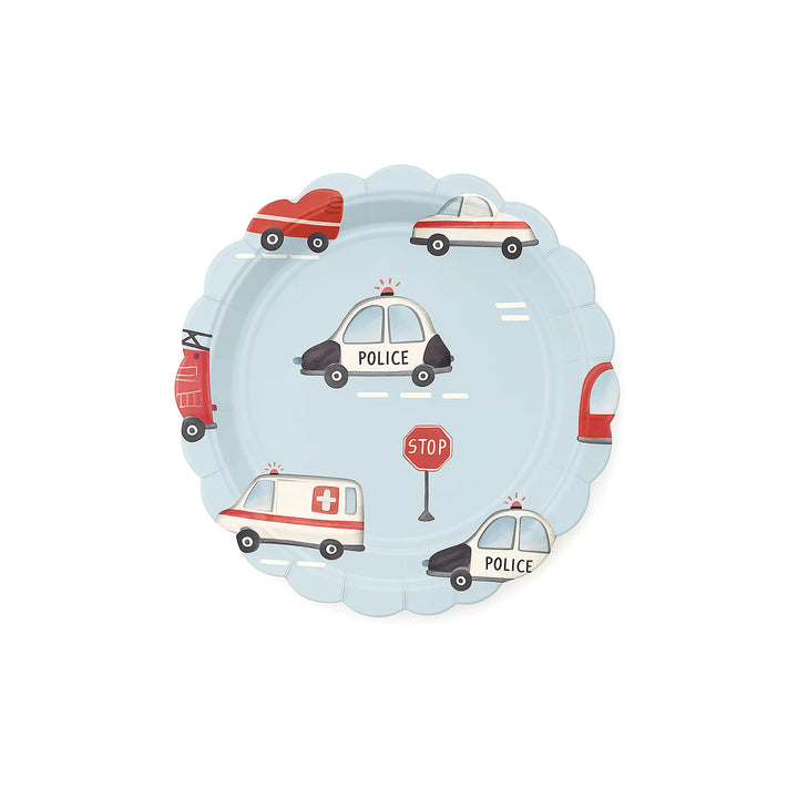 Emergency Vehicles Round Plate, 7-inch – Rescue Vehicles Plate