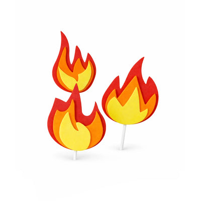 Fire Flame Cake Toppers – Red and Yellow Fire Decoration Picks