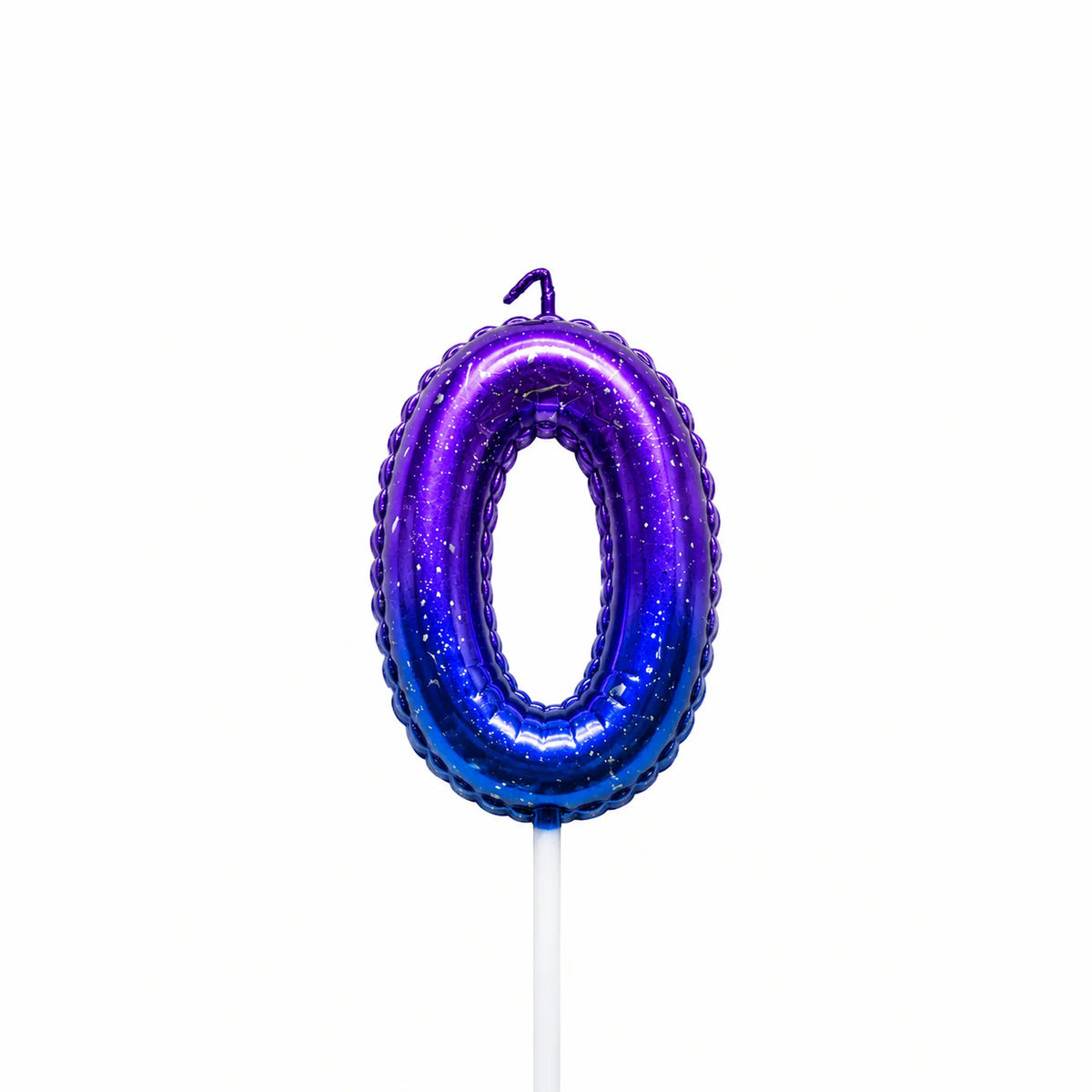 Galaxy balloon number 0 birthday candle for cake decoration