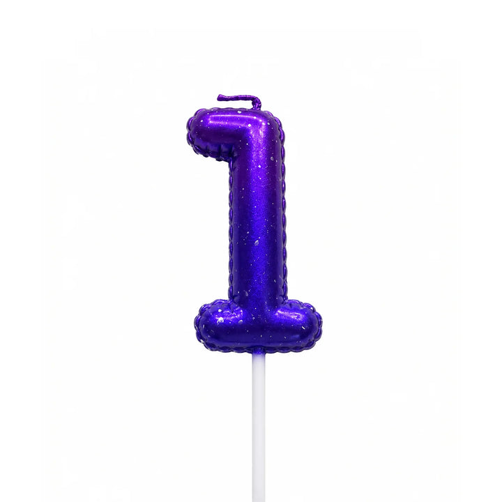 Galaxy balloon number 1 birthday candle for cake decoration