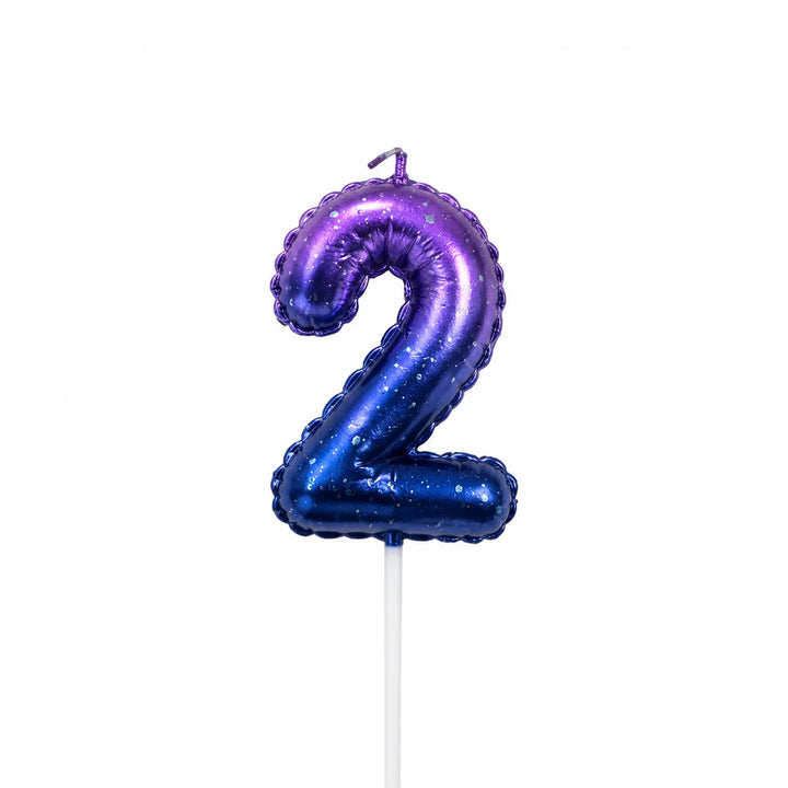 Galaxy balloon number 2 birthday candle for cake decoration