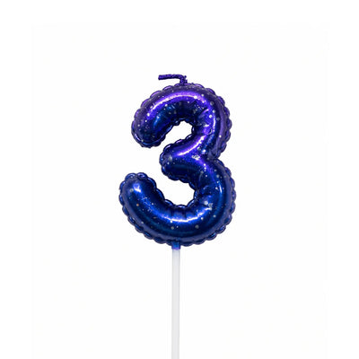 Galaxy balloon number 3 birthday candle for cake decoration
