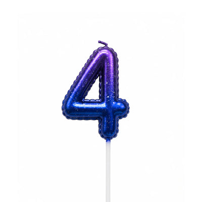 Galaxy balloon number 4 birthday candle for cake decoration