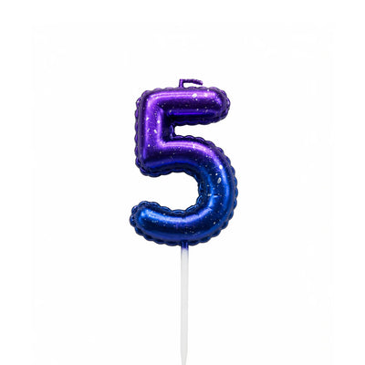 Galaxy balloon number 5 birthday candle for cake decoration