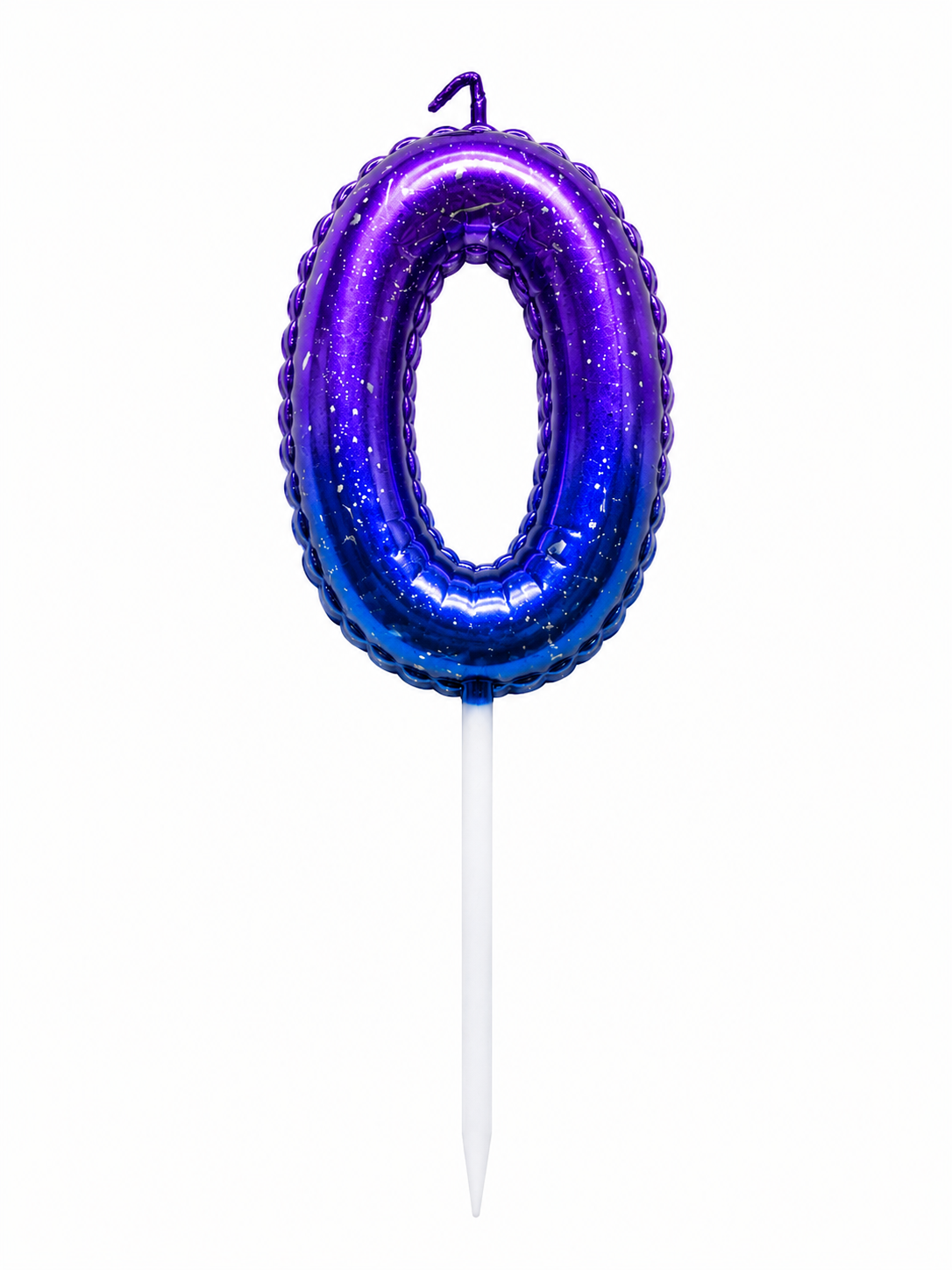 Galaxy Ombre Number 0 Birthday Candle, Purple Blue Cake Candle