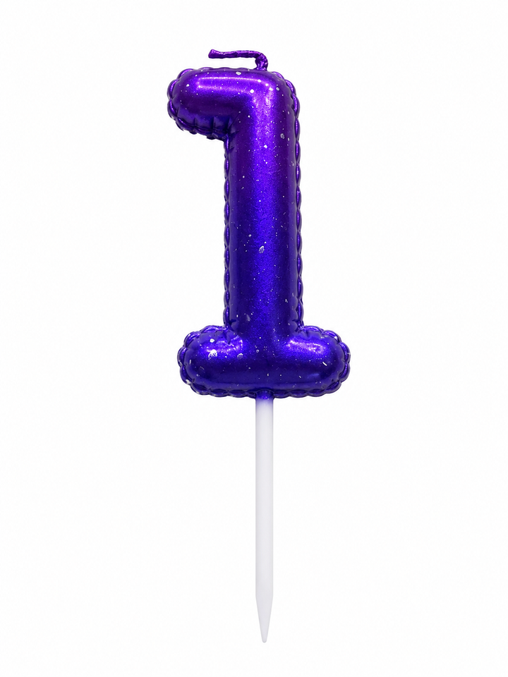 Galaxy Ombre Number 1 Birthday Candle, Purple Blue Cake Candle