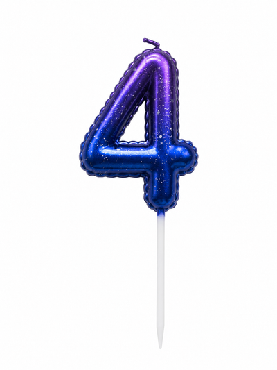 Galaxy Ombre Number 4 Birthday Candle, Purple Blue Cake Candle