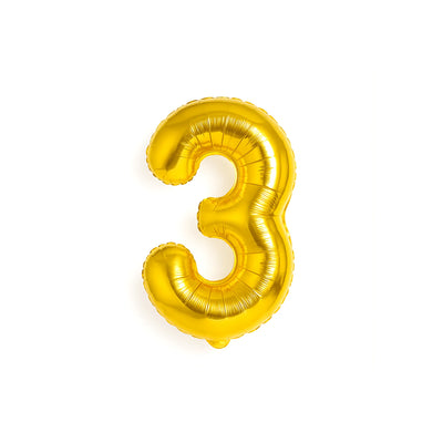Giant 40-Inch Number 3 Balloon in Gold