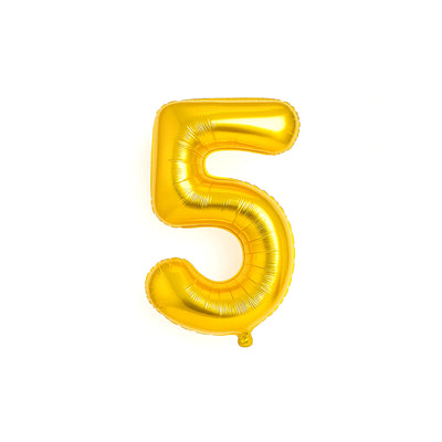 Giant 40-Inch Number 5 Balloon in Gold