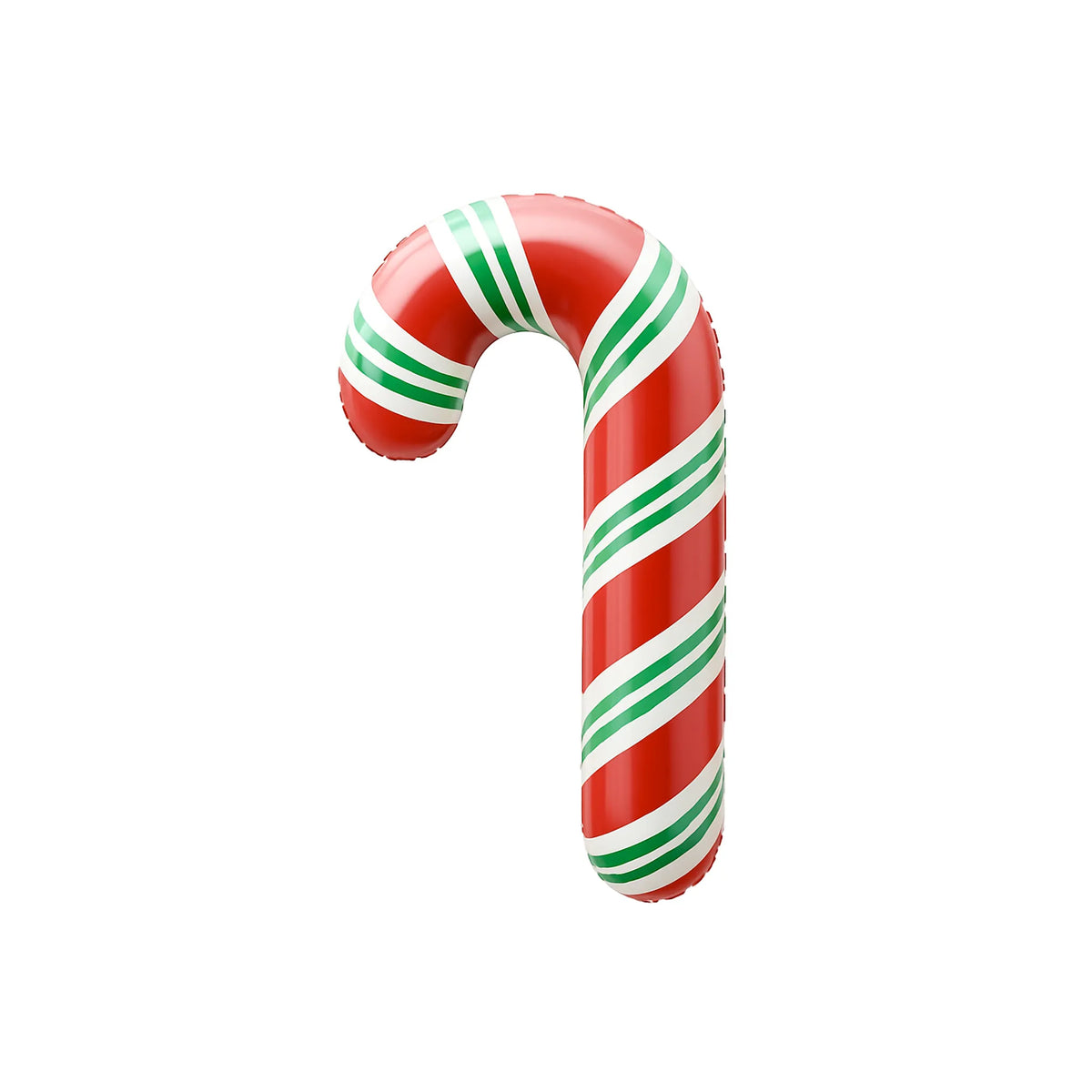 Giant Candy Cane Foil Balloon with red, white, and green stripes, 39-inch