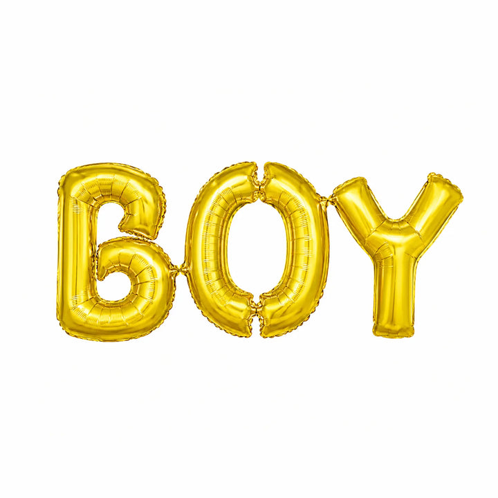 Gold BOY Foil Balloon Banner, 28-inch – Gender Reveal and Baby Shower Decoration