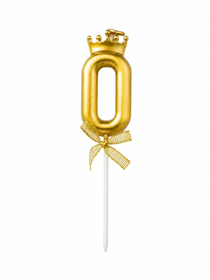 Gold Crown Number Birthday Candle 0 – Gold Number Cake Candle