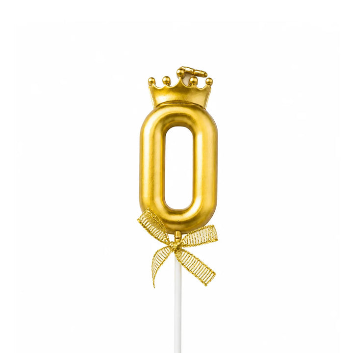 Gold Crown Number Birthday Candle 0 – Gold Number Cake Candle