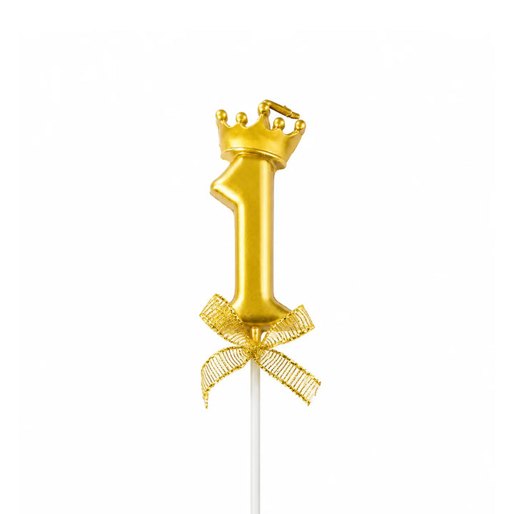 Gold Crown Number Birthday Candle 1 – Royal Birthday Cake Candle