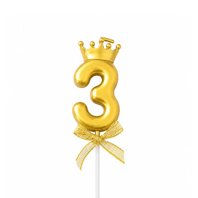 Gold Crown Number Birthday Candle 3 – Gold Birthday Cake Candle