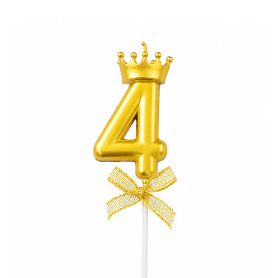 Gold Crown Number Birthday Candle 4 – Birthday Cake Number Candle