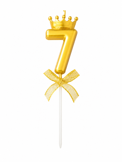 Gold Crown Number Birthday Candle 7 – Kids Birthday Cake Candle