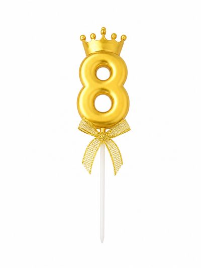 Gold Crown Number Birthday Candle 8 – Milestone Birthday Cake Candle