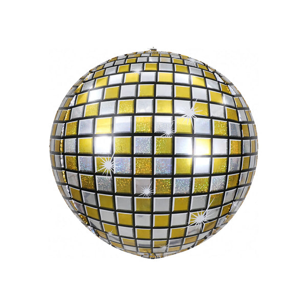 Gold Disco Ball Foil Balloon 22 Inch for Retro Disco Party Decorations