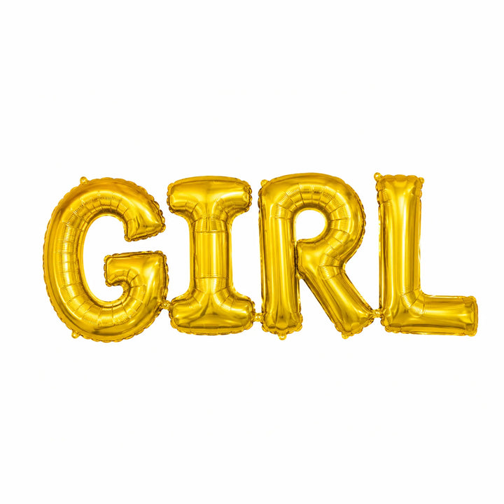 Gold GIRL Foil Balloon Banner, 32.7-inch – Gender Reveal and Baby Shower Decoration