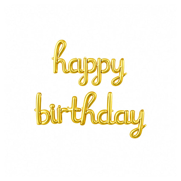 Happy Birthday Script Foil Balloon Banner for Birthday Party Decorations