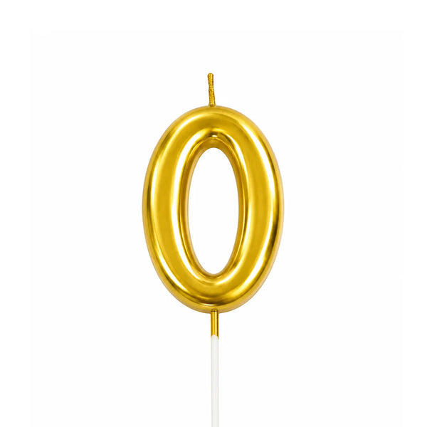 Gold Number 0 Birthday Candle Cake Topper