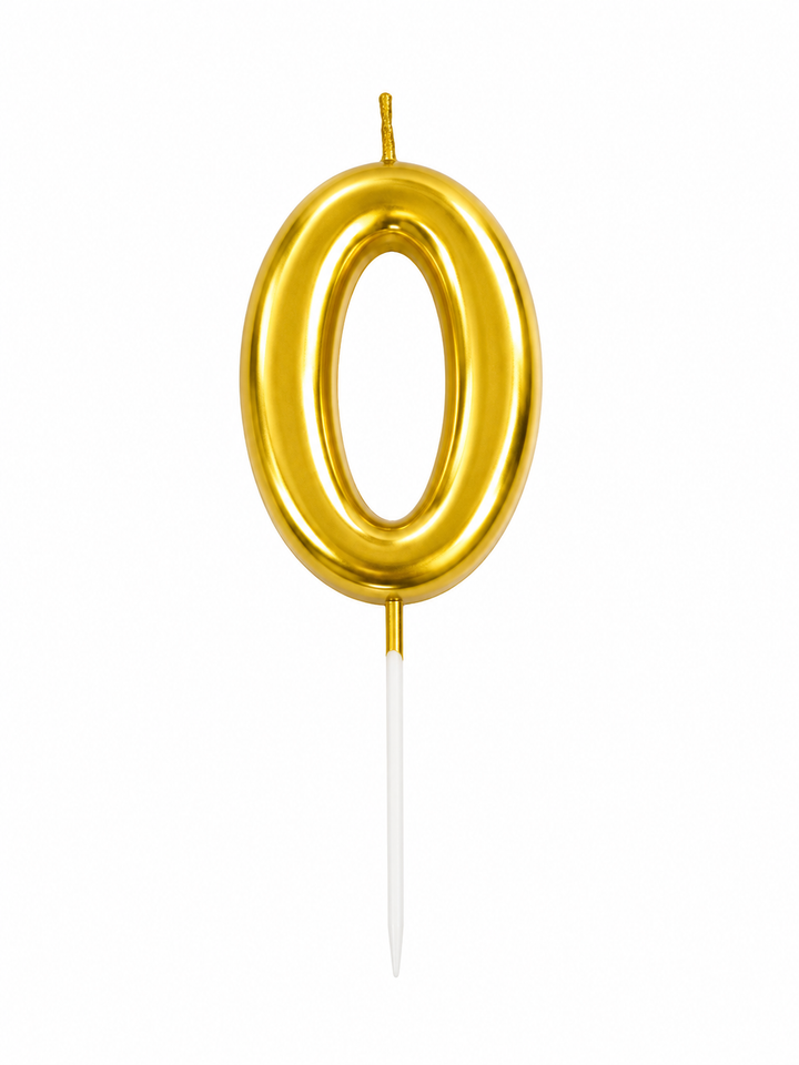 Gold Number 0 Birthday Candle Cake Topper