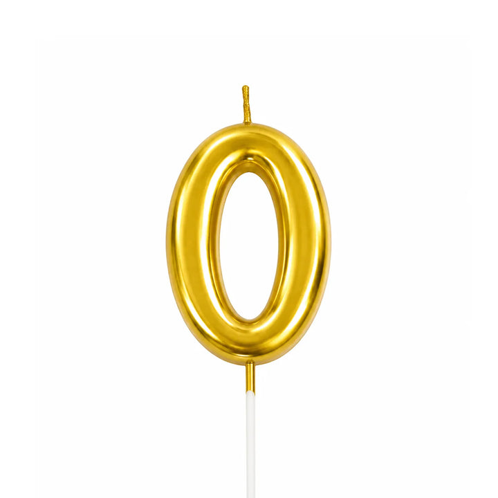 Gold Number 0 Birthday Candle Cake Topper