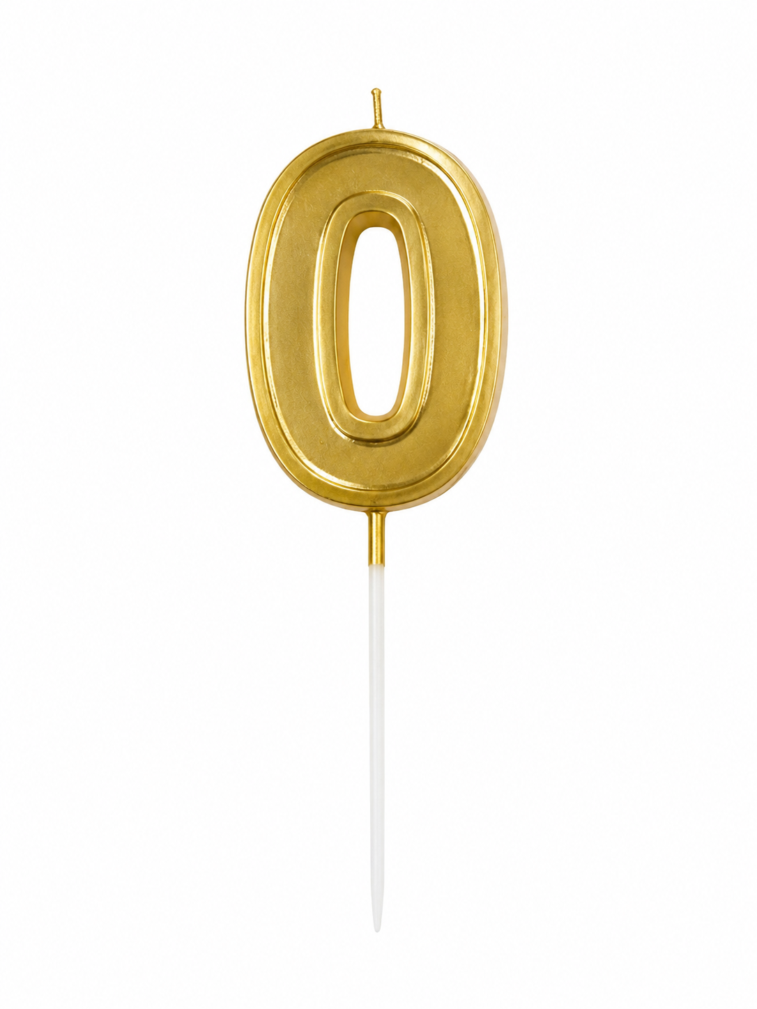 Metallic Gold Number 0 Birthday Candle Cake Topper