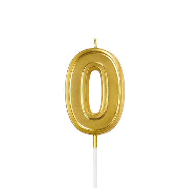 Metallic Gold Number 0 Birthday Candle Cake Topper