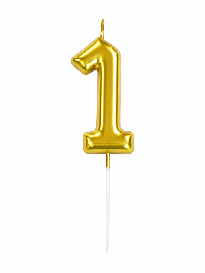 Gold Number 1 Birthday Candle Cake Topper