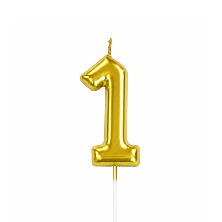 Gold Number 1 Birthday Candle Cake Topper