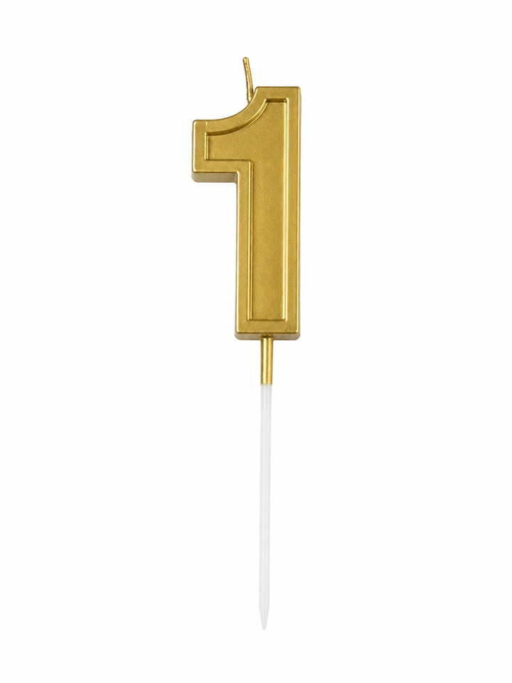 Metallic Gold Number 1 Birthday Candle Cake Topper