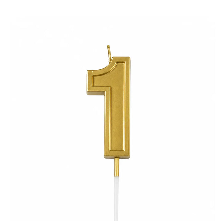 Metallic Gold Number 1 Birthday Candle Cake Topper