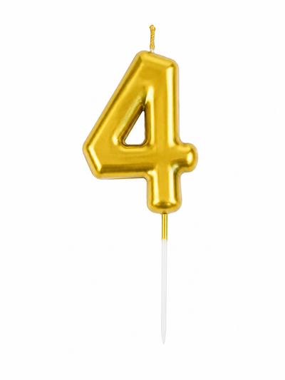 Gold Number 4 Birthday Candle Cake Topper