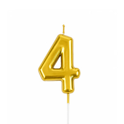Gold Number 4 Birthday Candle Cake Topper