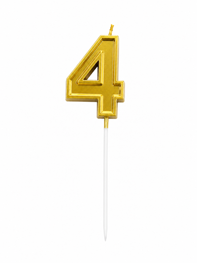 Metallic Gold Number 4 Birthday Candle Cake Topper