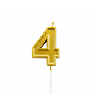 Metallic Gold Number 4 Birthday Candle Cake Topper