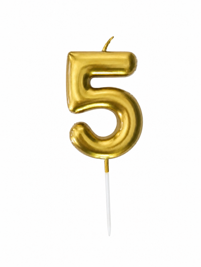 Gold Number 5 Birthday Candle Cake Topper