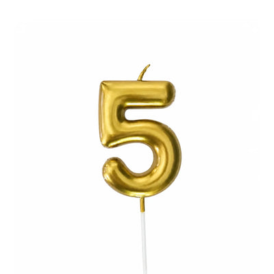 Gold Number 5 Birthday Candle Cake Topper