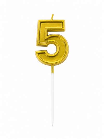 Metallic Gold Number 5 Birthday Candle Cake Topper