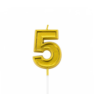 Metallic Gold Number 5 Birthday Candle Cake Topper