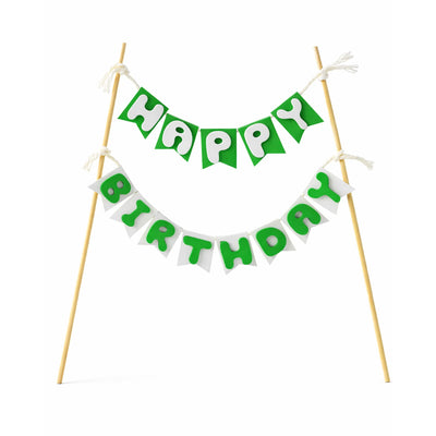 Green Happy Birthday Mini Banner Cake Topper