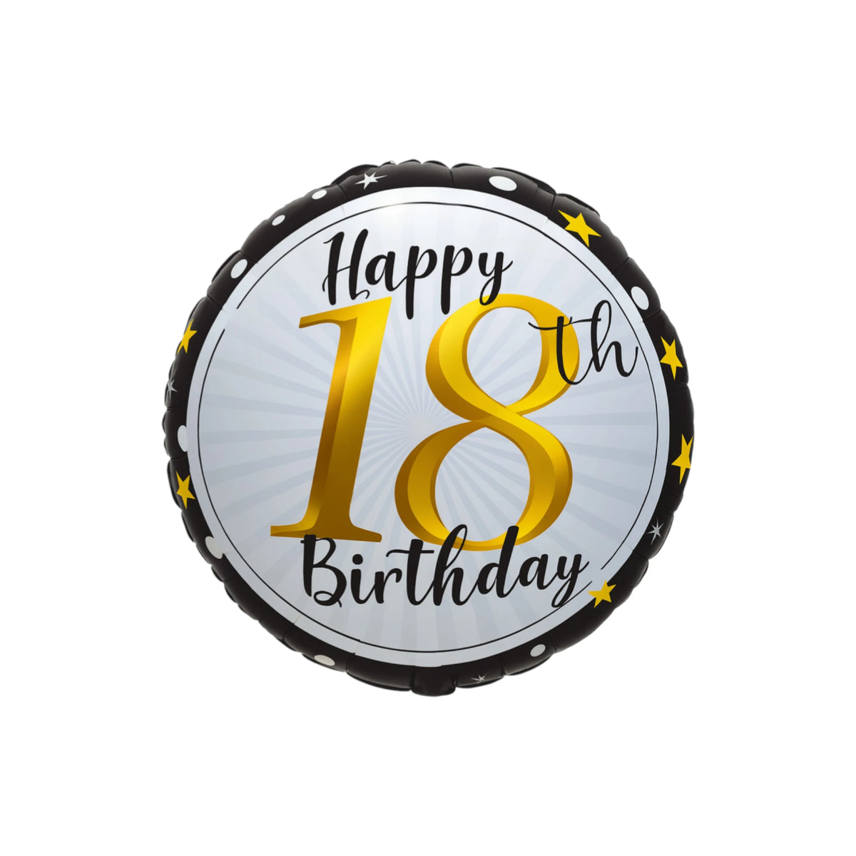 Happy 18th Birthday Black & Gold Foil Balloon, 18-inch