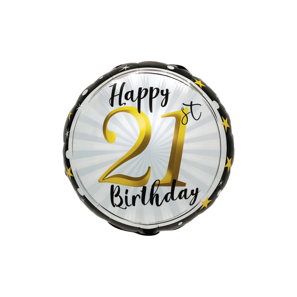Happy 21st Birthday Black & Gold Foil Balloon, 18-inch