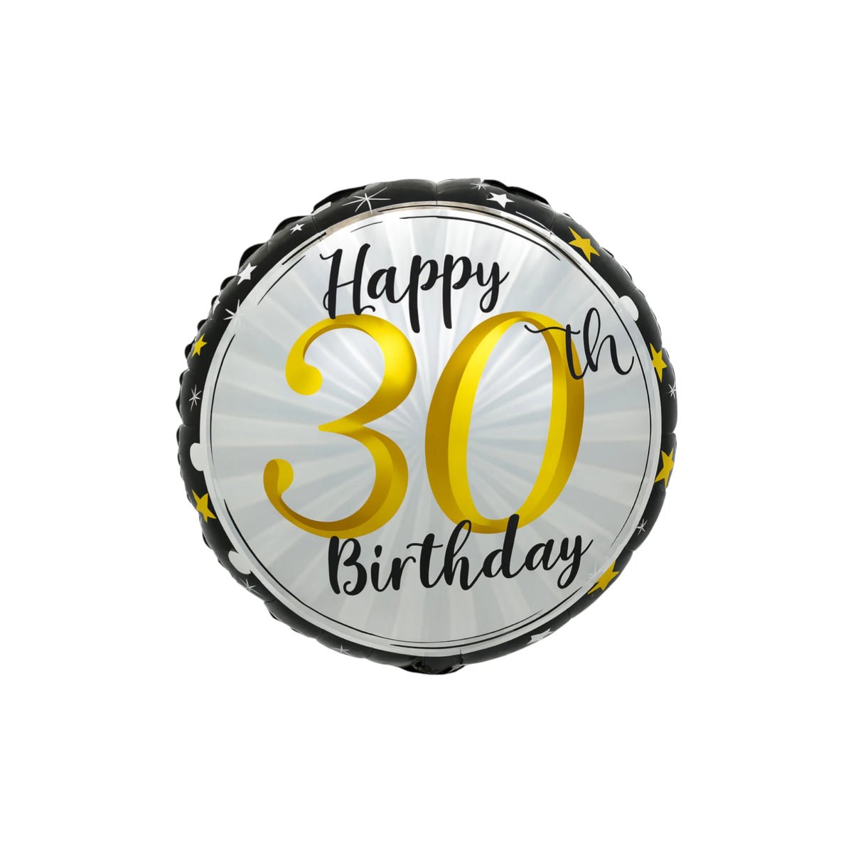 Happy 30th Birthday Black & Gold Foil Balloon, 18-inch