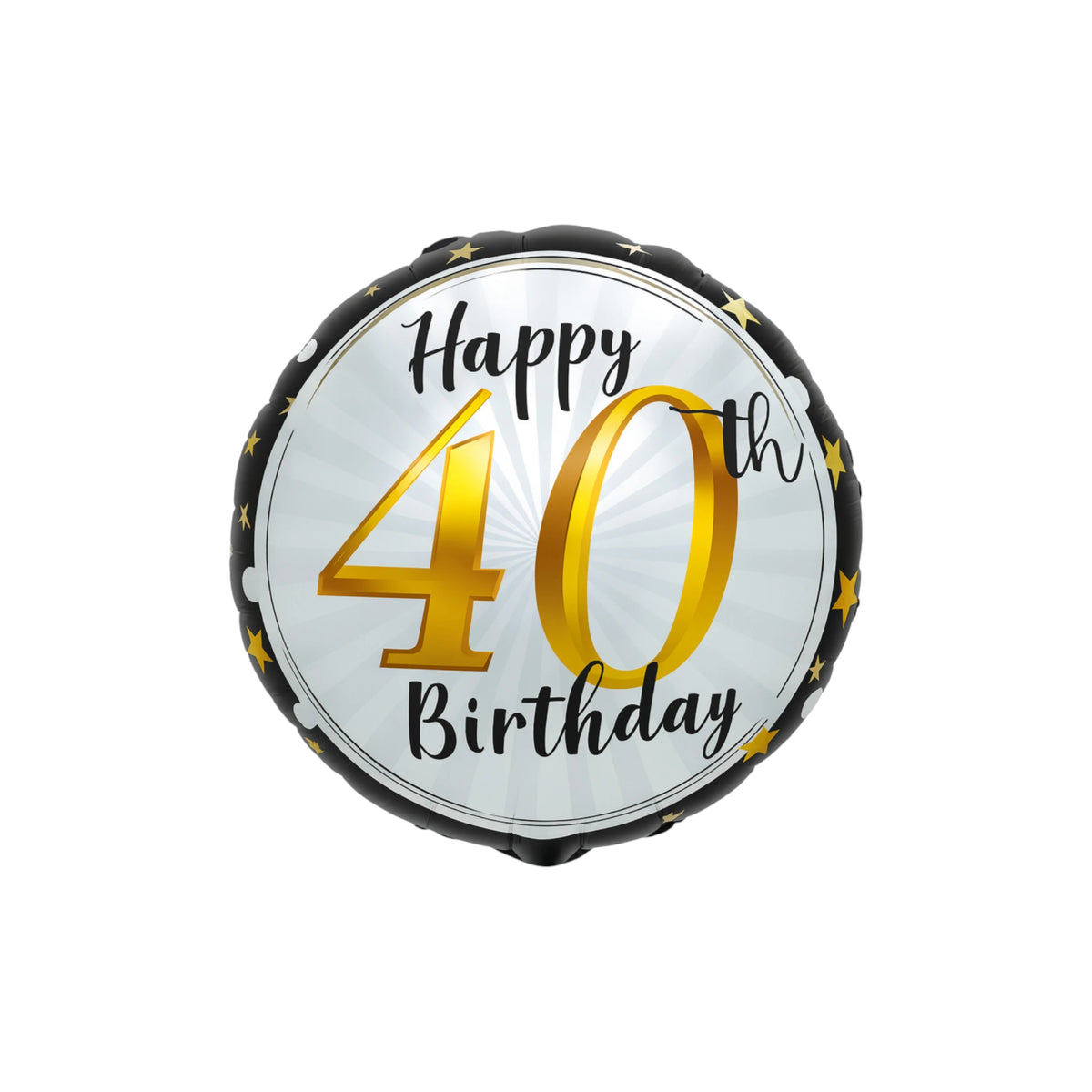 Happy 40th Birthday Black & Gold Foil Balloon, 18-inch