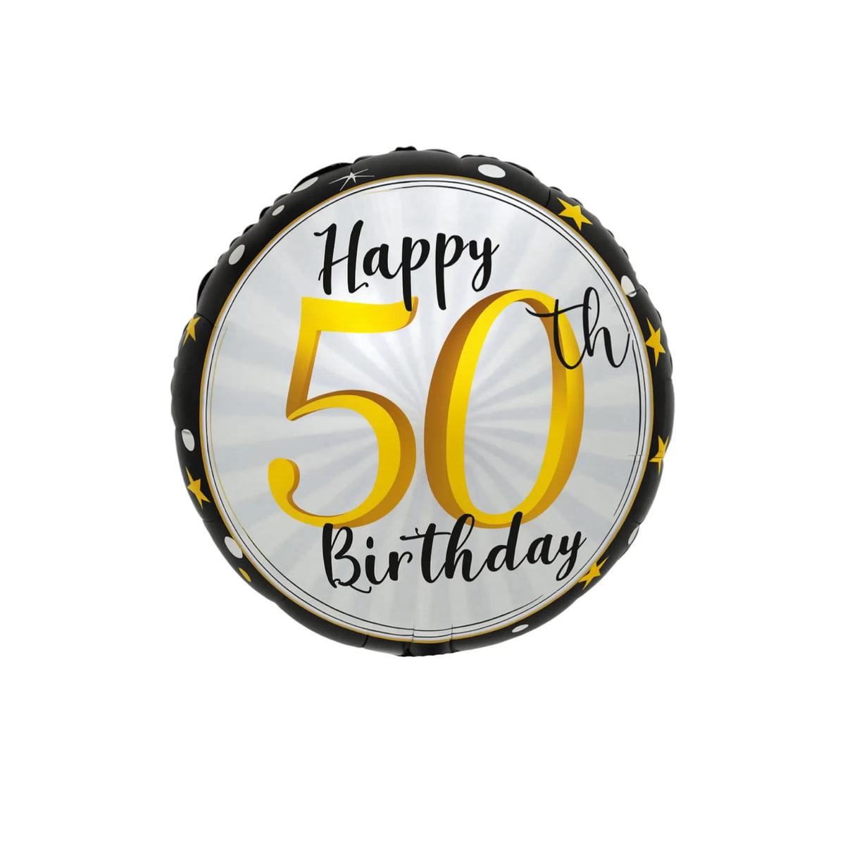 Happy 50th Birthday Black & Gold Foil Balloon, 18-inch