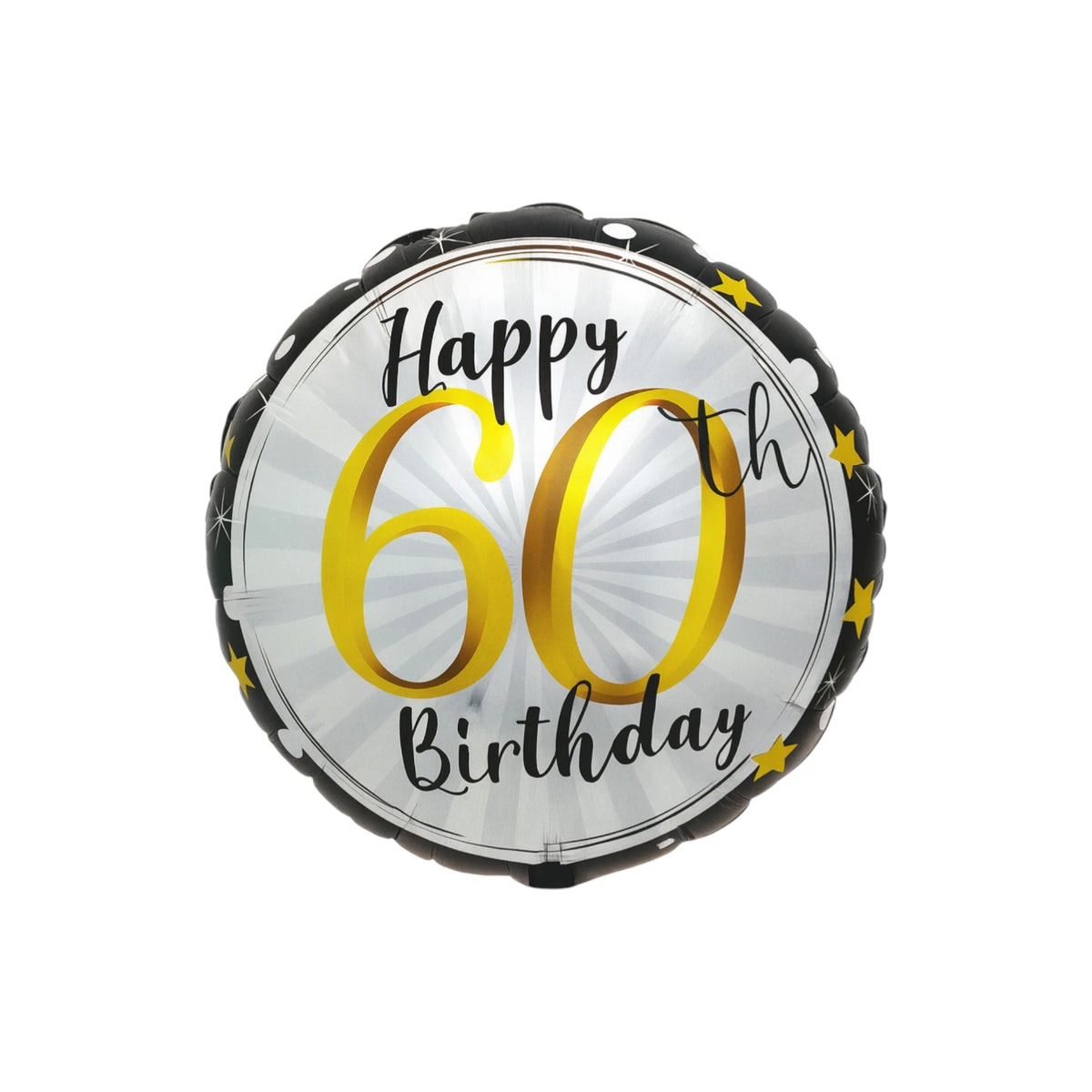 Happy 60th Birthday Black & Gold Foil Balloon, 18-inch