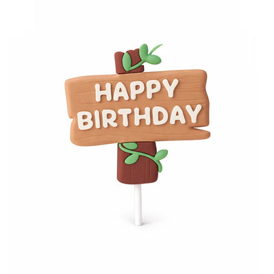 Happy Birthday Dinosaur Cake Topper Sign, 2.2-inch – Dino Birthday Decoration